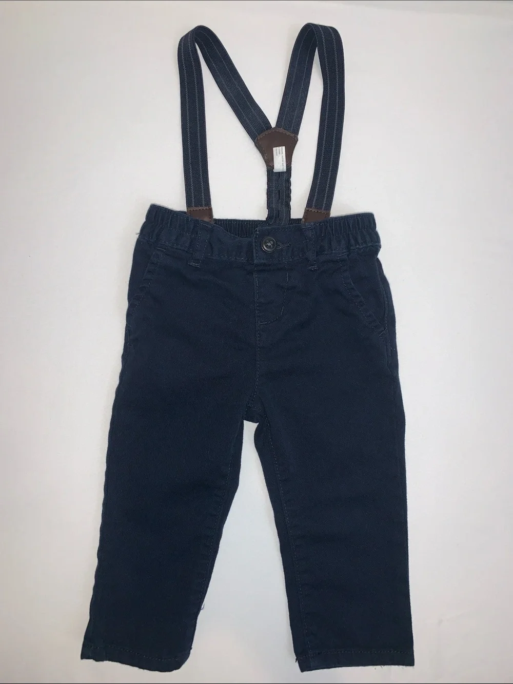 The Children's Place Red Plaid Button-Up with Navy Suspender Pants - Picture 6 of 8